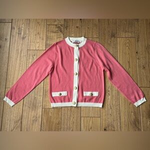 NEW Vineyard Vines Girls Elegant Pink and White Cardigan Sweater size Medium